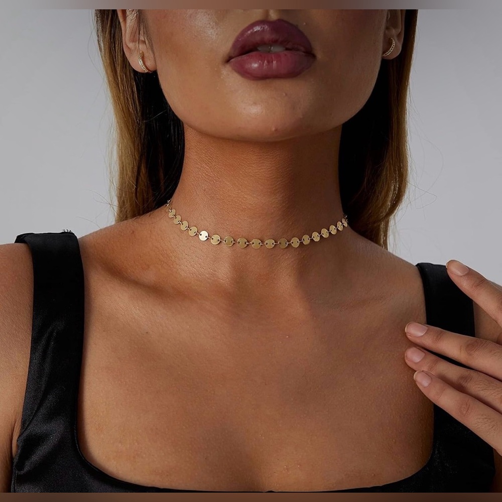 18k Gold Plated Minimalist Dainty Beaded Choker Necklace GOLD OR SILVER